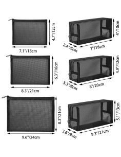 Bolsa de Cosméticos de Malla Unoutur 6 Piezas 20x7.6x12.7cm 2