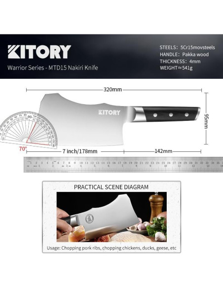 Cuchillo de Carnicería Kitory 17,78 cm Acero Inoxidable
