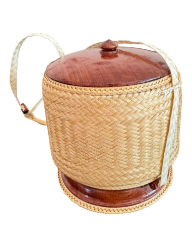 Contenedor de arroz pegajoso Shopdee, tejido a mano, 15 cm