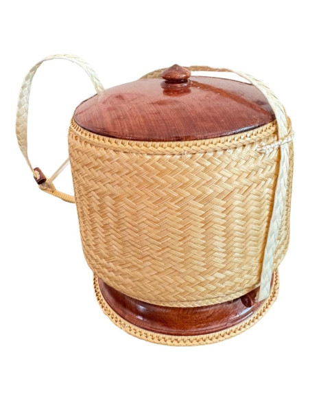 Contenedor de arroz pegajoso Shopdee, tejido a mano, 15 cm