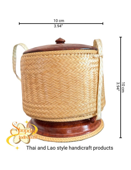 Contenedor de arroz pegajoso Shopdee, tejido a mano, 15 cm