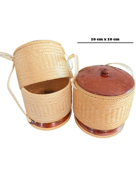 Contenedor de arroz pegajoso Shopdee, tejido a mano, 15 cm