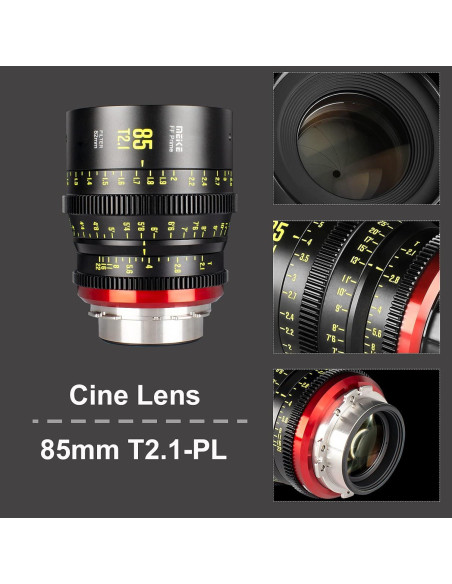 Lente de Cine Manual MEKE 85mm T2.1 para Cámaras Arri PL
