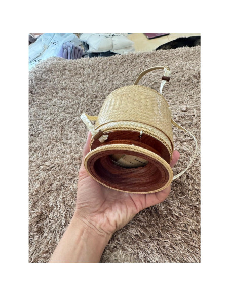 Contenedor de arroz pegajoso Shopdee, tejido a mano, 15 cm