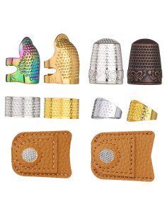 10 Dedales de Costura JNENERY Ajustables de Metal y Cuero