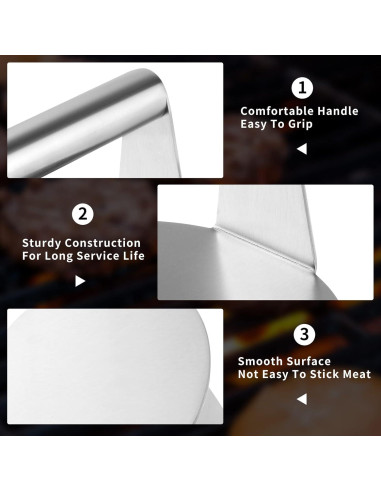 ALLTOP Prensa de Hamburguesas Acero Inoxidable 14 cm