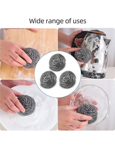 Paquete de 12 Estropajos de Acero Inoxidable Motroce