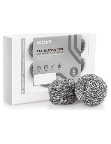 Estropajos de Acero Inoxidable COOLJOB - Paquete de 6