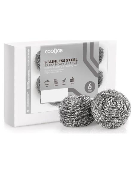 Estropajos de Acero Inoxidable COOLJOB - Paquete de 6