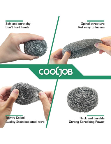 Estropajos de Acero Inoxidable COOLJOB - Paquete de 6