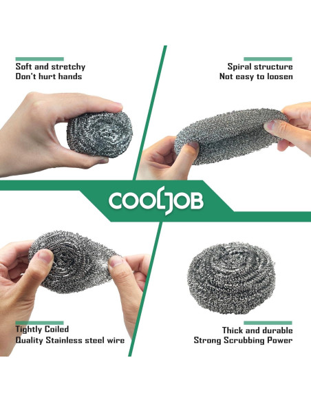 Estropajos de Acero Inoxidable COOLJOB - Paquete de 6