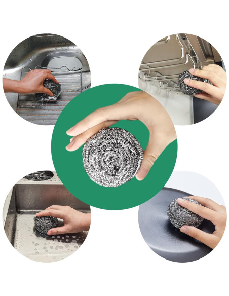 Estropajos de Acero Inoxidable COOLJOB - Paquete de 6