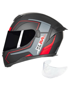 Casco ILM Full Face Motocicleta Modelo 317 Rojo Negro XL