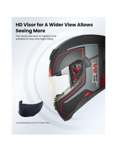 Casco ILM Full Face Motocicleta Modelo 317 Rojo Negro XL 2