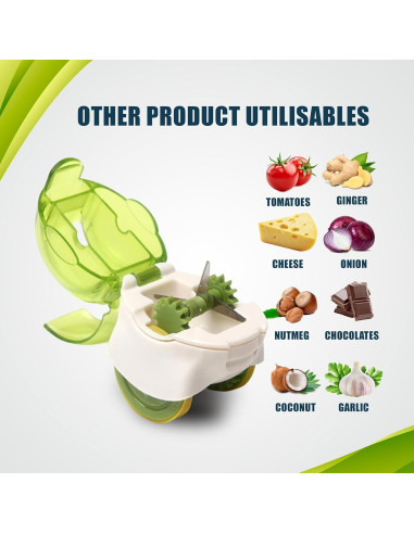 Rodillo Picador de Ajo KITBECOOK Verde con Pelador y Cepillo