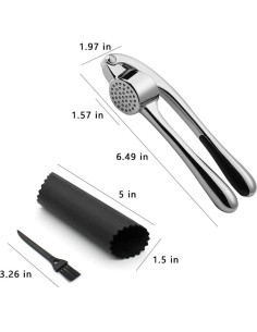 Prensa de Ajo Acero Inoxidable Lechay con Pelador y Cepillo 2
