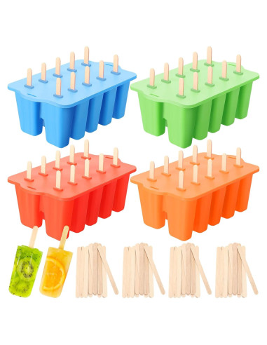 Juego de Moldes de Helados Hoolerry 4 Piezas Silicona 10 Cavidades