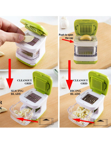 Cortador Picador de Ajo y Jengibre NuevoFerU Verde