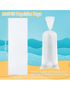 100 Bolsas de Plástico para Helados MAQIHAN 30x10 cm 2