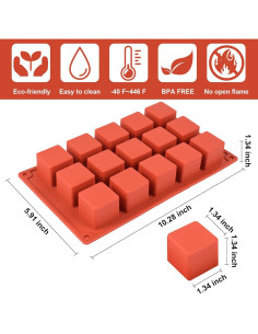 Molde de Silicona Cuadrado Goensjt 2 Piezas 15 Cavidades 2