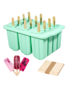 Moldes de Popsicles de Silicona HoneTeek 12 Piezas Verde