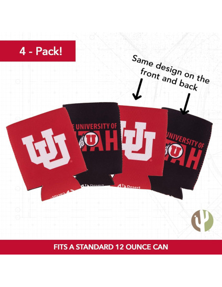 Aislante de Lata Neopreno Desert Cactus Utah Utes 1 Paquete