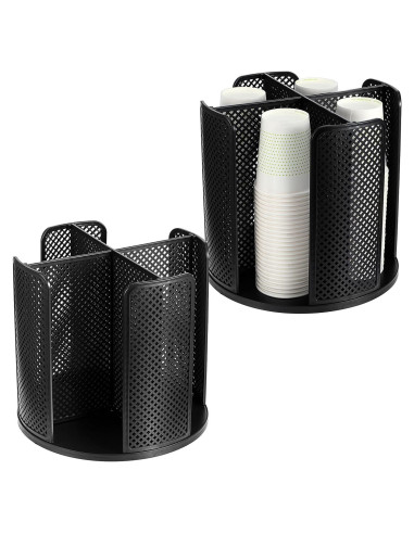 Dispensador de Tazas de Papel Rotatorio Ubamdom 2 Pcs Negro