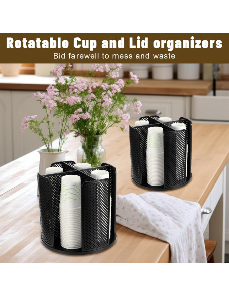 Dispensador de Tazas de Papel Rotatorio Ubamdom 2 Pcs Negro