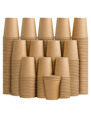 180 Tazas de Papel Kraft 8 oz Desechables Clawsoff