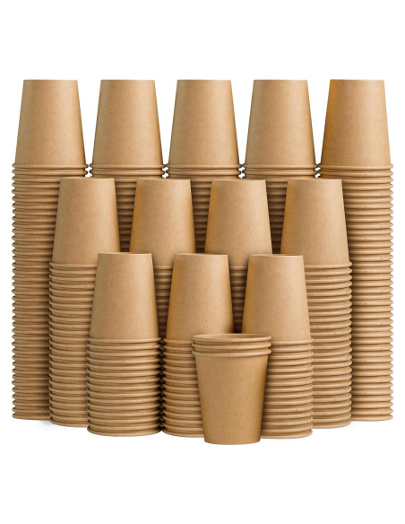 180 Tazas de Papel Kraft 8 oz Desechables Clawsoff