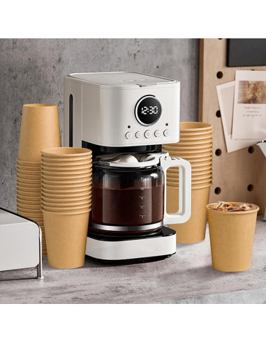 180 Tazas de Papel Kraft 8 oz Desechables Clawsoff