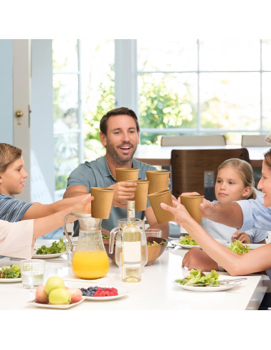 180 Tazas de Papel Kraft 8 oz Desechables Clawsoff