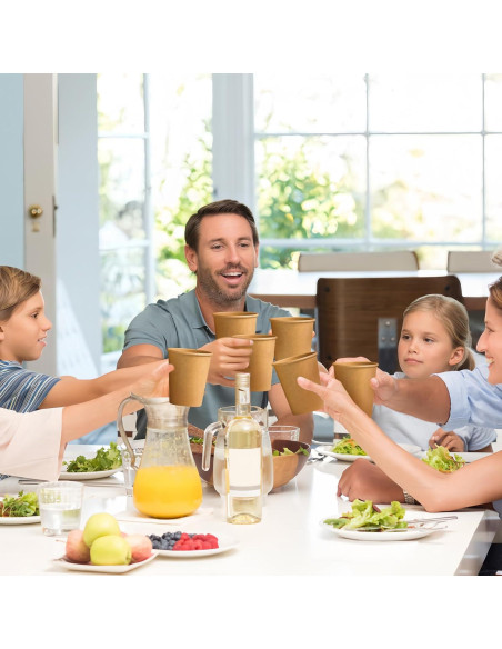 180 Tazas de Papel Kraft 8 oz Desechables Clawsoff