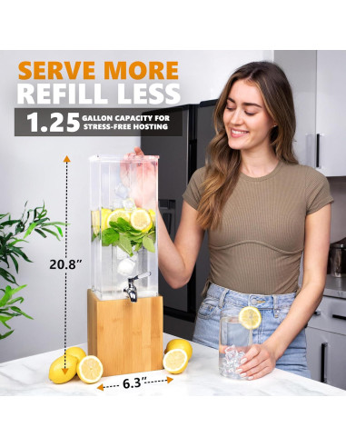 Dispensador de Bebidas Acrílico Ksestor 4.73 L con Soporte