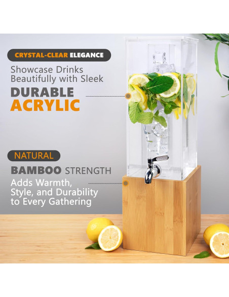 Dispensador de Bebidas Acrílico Ksestor 4.73 L con Soporte