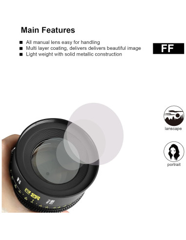 Lente de Cine Manual MEKE 85mm T2.1 para Cámaras Arri PL