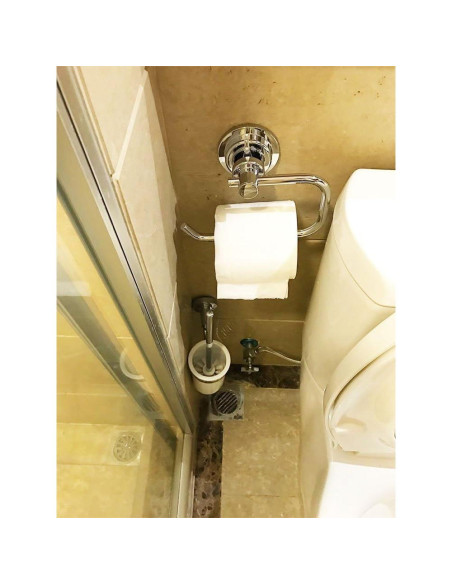 Soporte de Papel Higiénico BOPai con Ventosa Cromo 3,4 kg