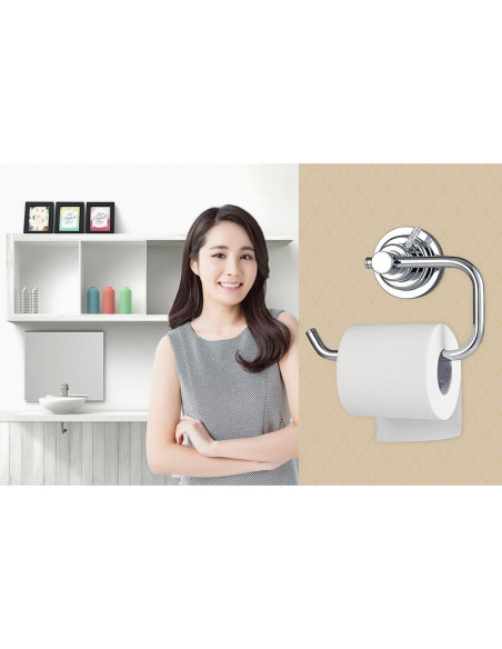 Soporte de Papel Higiénico BOPai con Ventosa Cromo 3,4 kg