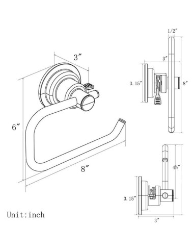 Soporte de Papel Higiénico BOPai con Ventosa Cromo 3,4 kg