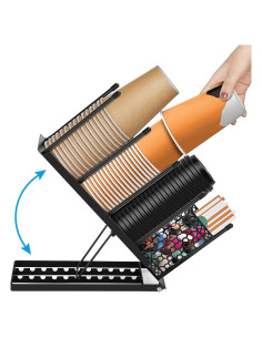 Soporte para Tazas y Tapas ShineMe Ajustable 4 Compartimentos