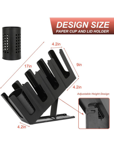 Soporte para Tazas de Papel YTROG 4 Compartimentos Negro