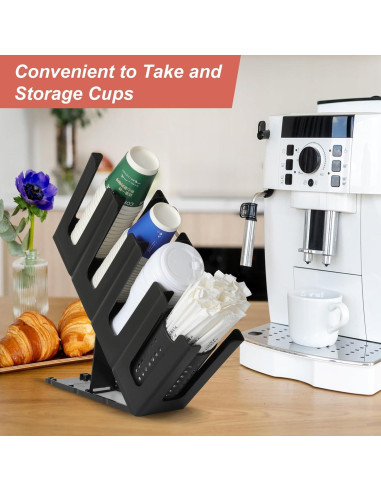 Soporte para Tazas de Papel YTROG 4 Compartimentos Negro