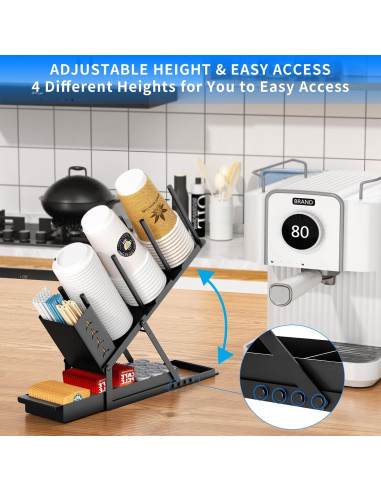 Soporte Organizador de Tazas RCHYFEED Metal Negro 120 Tazas