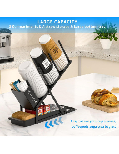 Soporte Organizador de Tazas RCHYFEED Metal Negro 120 Tazas