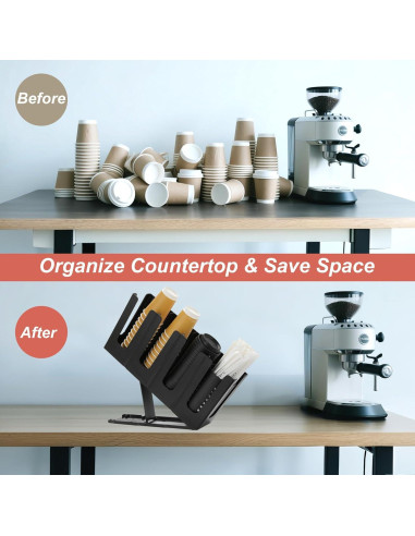 Soporte para Tazas de Papel YTROG 4 Compartimentos Negro