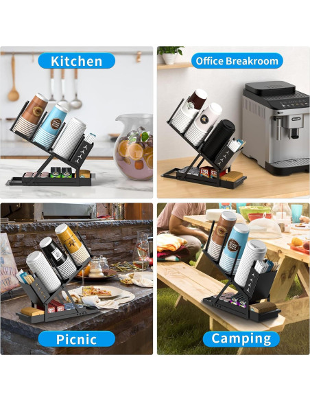 Soporte Organizador de Tazas RCHYFEED Metal Negro 120 Tazas Soporte Organizador de Tazas RCHYFEED Metal Negro 120 Tazas