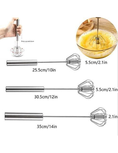 Batidor de huevos semiautomático Fnoko 25,4-30,5-35,6 cm