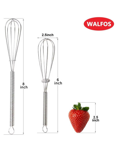 Batidor Mini Walfos Acero Inoxidable 6 y 8 Pulgadas Plata
