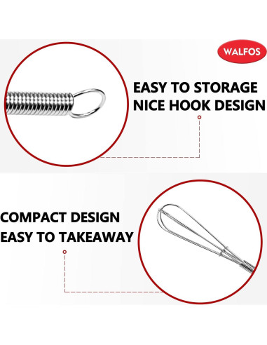 Batidor Mini Walfos Acero Inoxidable 6 y 8 Pulgadas Plata