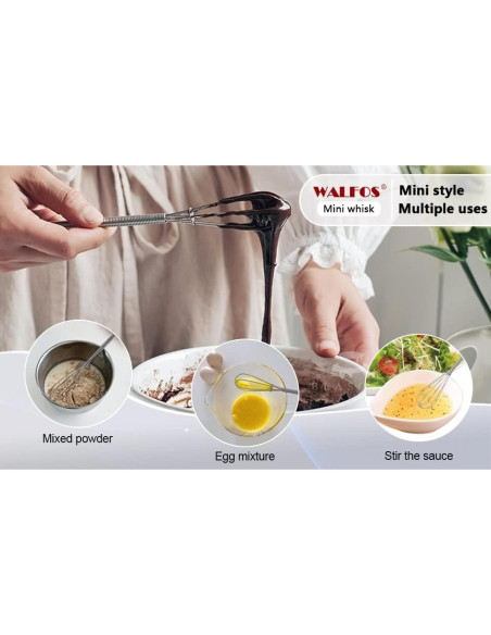Batidor Mini Walfos Acero Inoxidable 6 y 8 Pulgadas Plata